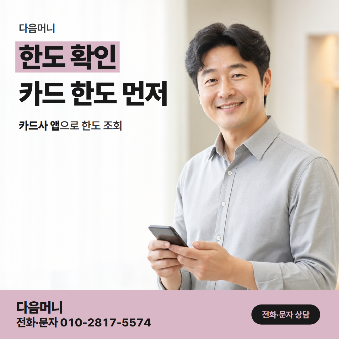 다음머니 롯데카드 카드깡 롯데카드의 남은 한도를 조회하는 법